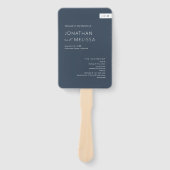 クラシックネイビーフォーマルブルーモノグラム結婚式 プログラム ハンドファン (正面)