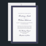 クラシックネイビーブルーと縁ど結婚式招待状 招待状<br><div class="desc">ネイビークラシックブルー結婚式招待状：家族と一緒に。ネイビーブルーとグ伝統的レイの中でネイビーブルーのブロックとスクリプ縁どトの文字。ネイビーブルーバック。レイアウトを調整するにクリックはカスタマイズは、[文字を編集]を選択しクリックて、ドラッグ文字のセクションを希望の位置に調整します。Cntrlを使用して、複数の断面を一度に選択して移動する。</div>