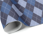クラシックネイビーブルーアーガイルダイアモンド ラッピングペーパー (ロールコーナー)