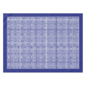 クラシックネイビーブルーギリシャ鍵モノグラ縁どム テーブルクロス (正面(横))