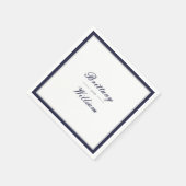 クラシックネイビーブルーグレー新婦と新郎ナプキンス スタンダードカクテルナプキン (角)