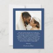 クラシックネイビーブルーフォトエレガントな結婚式 サンキューカード (裏面)