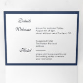 クラシックネイビーブルーフレームエレガントな結婚式 三つ折り招待状 (内部最初)