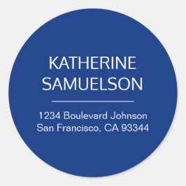 クラシックネイビーブルーホワイトネーム&差出人住所 ラウンドシール
