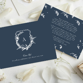 クラシックネイビーブルーホワイトヴィンテージクレスト詳細 エンクロージャーカード