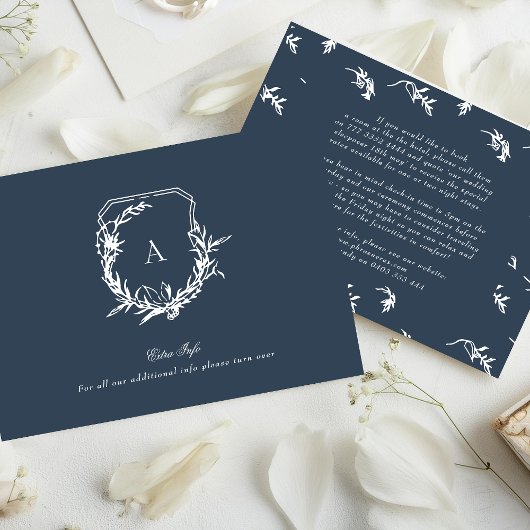 クラシックネイビーブルーホワイトヴィンテージクレスト詳細 エンクロージャーカード