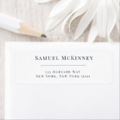 クラシックネイビーブルーミニマル差出人住所ラベル ラベル (インサイチュ)