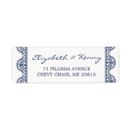 クラシックネイビーブルーレース差出人住所ラベル ラベル