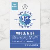 クラシックネイビーブルー乳牛の頭のロゴミルクラベル フードラベル (シングルラベル)