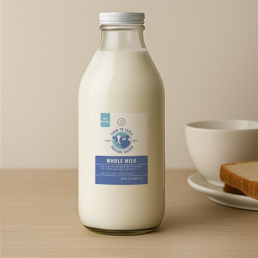 クラシックネイビーブルー乳牛の頭のロゴミルクラベル フードラベル