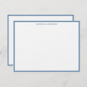 クラシックネイビーブルー厚と薄い縁ど名前 ノートカード (正面/裏面)