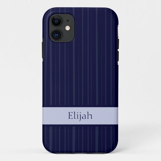 クラシックネイビーブルー垂直ストライプ Case-Mate iPhoneケース (裏面)