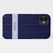 クラシックネイビーブルー垂直ストライプ Case-Mate iPhoneケース (裏面(横))