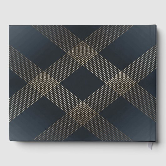 クラシックネイビーブルー書道モノグラム結婚ズ ゲストブック (裏面)