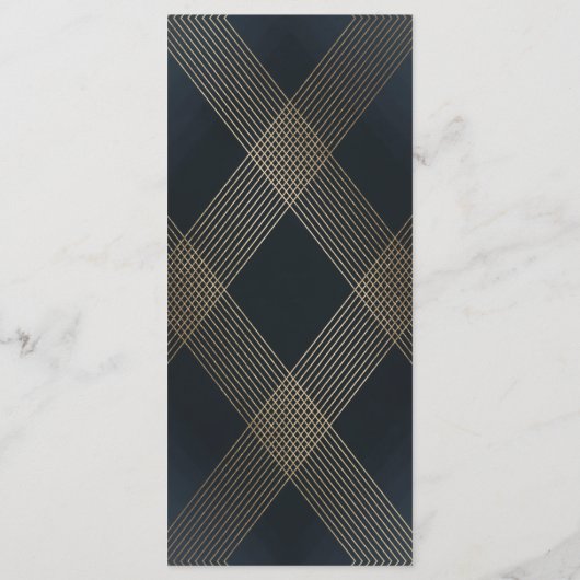 クラシックネイビーブルー書道モノグラム結婚ズ プログラム (裏面)