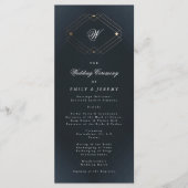 クラシックネイビーブルー書道モノグラム結婚ズ プログラム (正面)