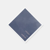 クラシックネイビーブルー結婚スモーク スタンダードカクテルナプキン (角)