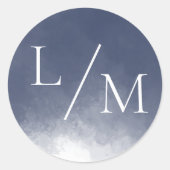 クラシックネイビーブルー結婚スモーク ラウンドシール (正面)