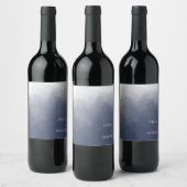 クラシックネイビーブルー結婚スモーク ワインラベル (ボトル)