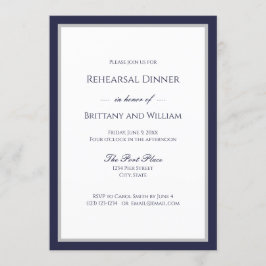 クラシックネイビーブルー縁どリハーサルディナー 招待状