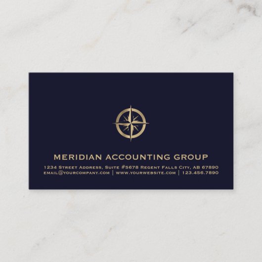 クラシックネイビーブルー金ゴールドロゴ 名刺 (正面)