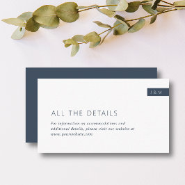 クラシックネイビーブルー&ホワイトモノグラム結婚ズ詳細 エンクロージャーカード