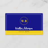 クラシックネイビーブルー&金ゴールドモノグラム コーリングカード (正面)