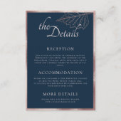 クラシックネイビーマットバラ葉金ゴールドス結婚詳細 エンクロージャーカード (正面)