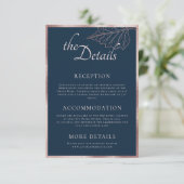 クラシックネイビーマットバラ葉金ゴールドス結婚詳細 エンクロージャーカード (スタンド正面)