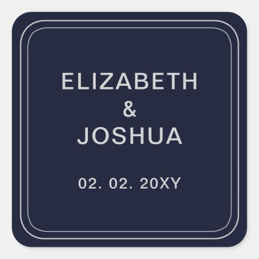クラシックネイビー結婚シルバー スクエアシール (正面)