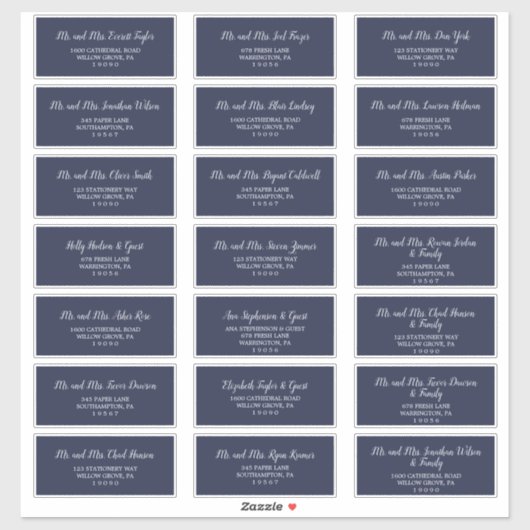 クラシックネイビー結婚ルズゲスト住所 シール (シート)