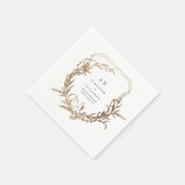 クラシックネイビー花模様金ゴールドmotif結婚 monogram スタンダードカクテルナプキン (角)