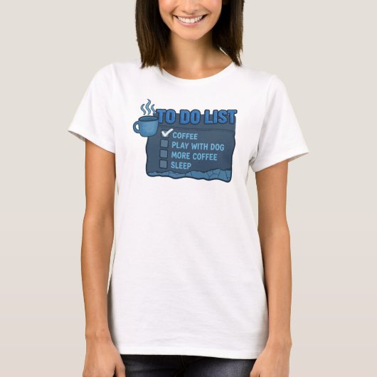 クラシックネイビー コーヒー 遊ぼう 犬 オリジナルデザイン Tシャツ (正面)