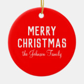 クラシックネオンレッドエレガントクリスマス セラミックオーナメント (正面)