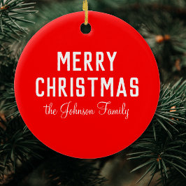 クラシックネオンレッドエレガントクリスマス セラミックオーナメント
