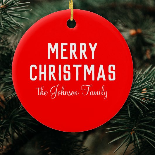 クラシックネオンレッドエレガントクリスマス セラミックオーナメント