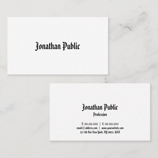 クラシックノスタルジックルプレーンプロフェッショナルエレガント 名刺 (正面/裏面)