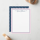 クラシックノパーソナライズされたートカード|海軍とピンク ノートカード (正面/裏面インサイチュ)