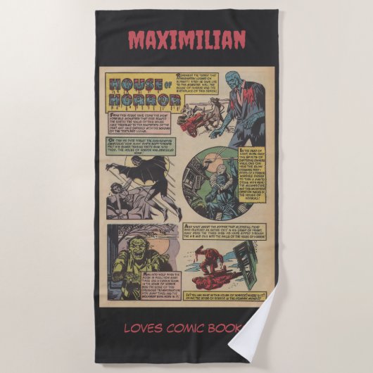 クラシックハウスオブホラーズ漫画ブックモンスターズ ビーチタオル (正面)