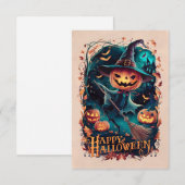 クラシックハッピーハローウィングリーティングカード#5 招待状 (正面/裏面)