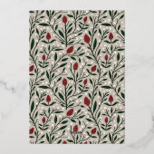 クラシックハッピーホリデー テキスト フローラル バック | 写真 箔シーズンカード (裏面)