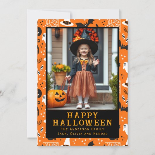 クラシックハロウィンかわいいカスタム写真 シーズンカード (正面)