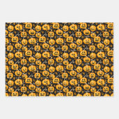 クラシックハロウィンのパターン – 黒とオレンジ ラッピングペーパーシート (正面)