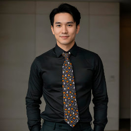 クラシックハロウィンをテーマにした模様ダークグレー ネクタイ