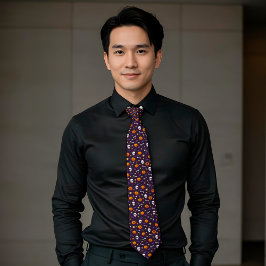 クラシックハロウィンをテーマにした模様ダークパープル ネクタイ