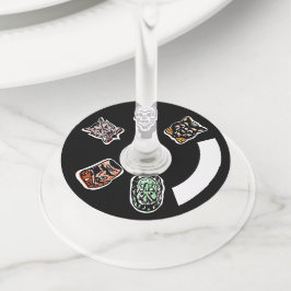 クラシックハロウィンキャラクター | ダーク ワイングラスタグ