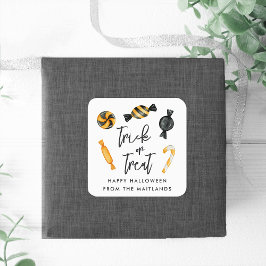 クラシックハロウィーンキャンディトリックまたはトリート スクエアシール