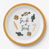 クラシックハロウィーンキャンディトリックまたはトリート ペーパープレート (正面)