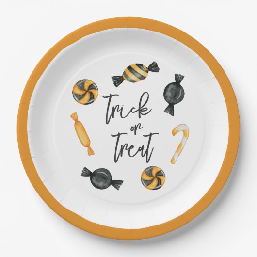 クラシックハロウィーンキャンディトリックまたはトリート ペーパープレート (正面)