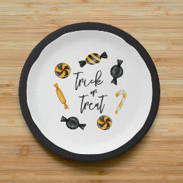 クラシックハロウィーンキャンディトリックまたはトリート ペーパープレート
